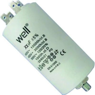 Condensator pornire motor 400V 45uF cu pin, Well MOTCAP-45UF-PN-WL