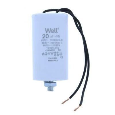 Condensator pornire motor 450V 20UF cu FIR Well Motcap-20uf/450-wr-wl