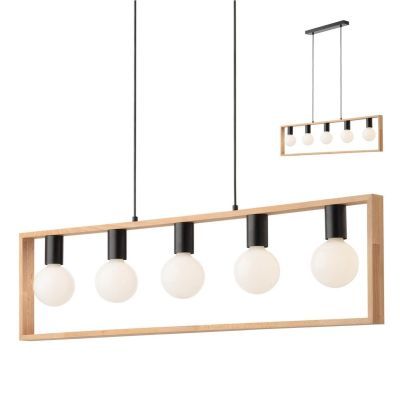 Corp iluminat suspensie Timber,negru mat si lemn de fag natur