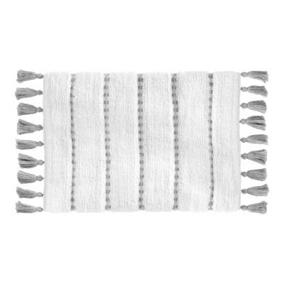 Covoras baie bumbac cu ciucuri, Ethnic, Gri, 50x75 CM 174631B