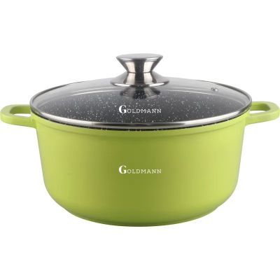 Cratita aluminiu cu capac 28x12.5cm 6.5L,verde goldmann GM7328G