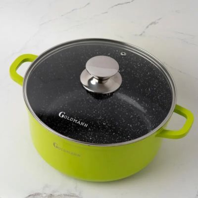 Cratita aluminiu cu capac 28x12.5cm 6.5L,verde goldmann GM7328G