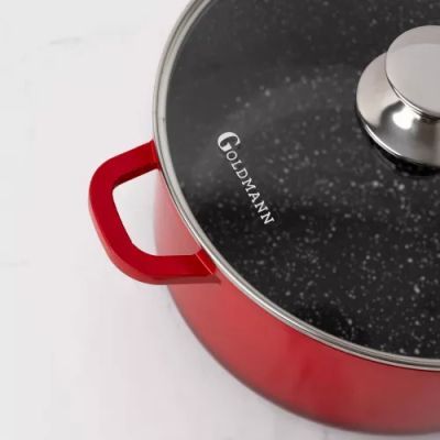 Cratita din aluminiu turnat cu capac din sticla 20x8.5cm 2.3L GM0320