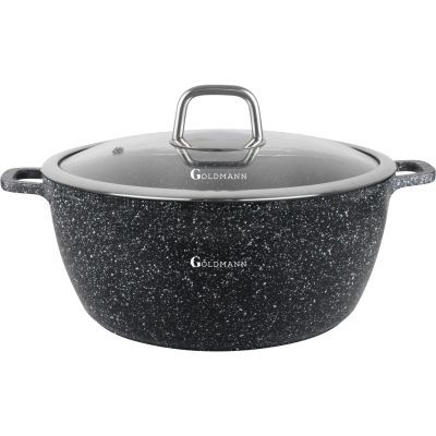 Cratita din aluminiu turnat cu capac din sticla 40cm Goldmann -GM 0340