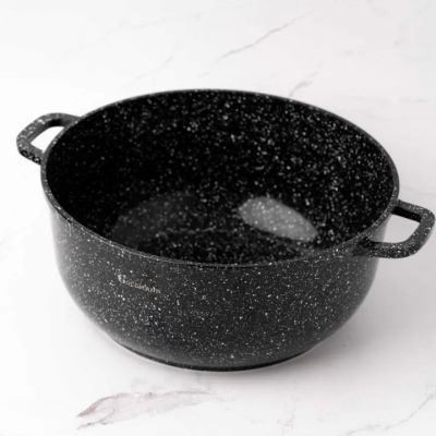 Cratita din aluminiu turnat cu capac din sticla marmorat 5L 26x12cm GM0326