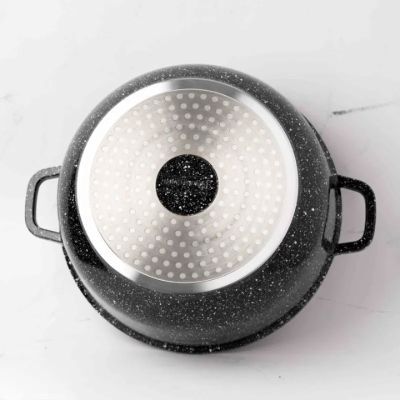 Cratita din aluminiu turnat cu capac din sticla marmorat 5L 26x12cm GM0326
