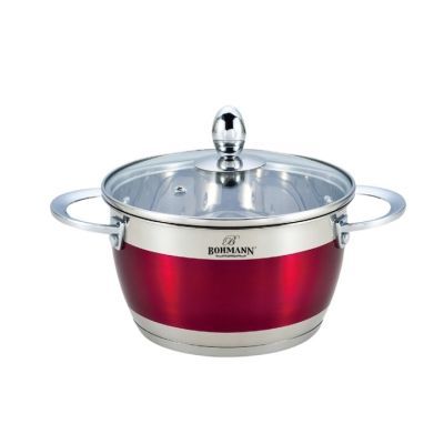 Cratita din inox cu capac 26cm rosu BH 1818-26-RD