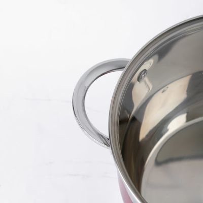 Cratita din inox cu capac 26cm rosu BH 1818-26-RD