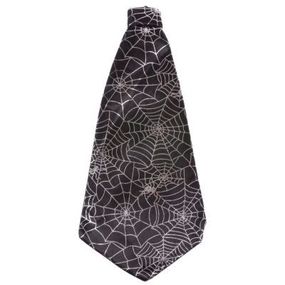 Cravata neagra cu imprimeu argintiu panza de paianjen P0611j