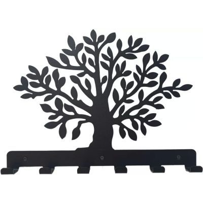 Cuier metalic Copacul Vietii 6 agatatoare 42x32cm Negru
