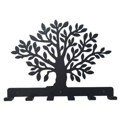 Cuier metalic Copacul Vietii 6 agatatoare 42x32cm Negru