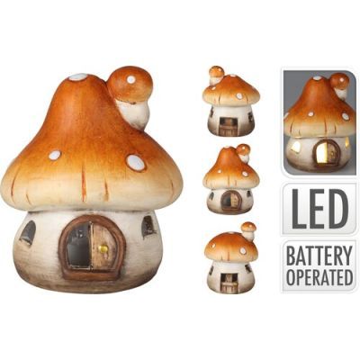 Decoratiune casuta forma ciuperca cu leduri 10cm ALX970720