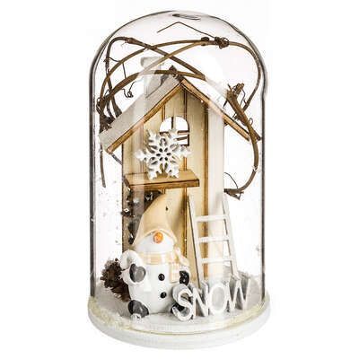 Decoratiune de Craciun din lemn cu capac tip clopot de sticla 6,6 x 12,5 cm 150309
