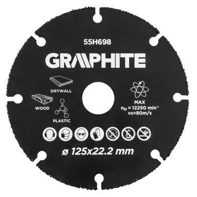 Disc de taiere din carbura de Tungsten pentru lemn si plastic 125X22.2mm 55h698