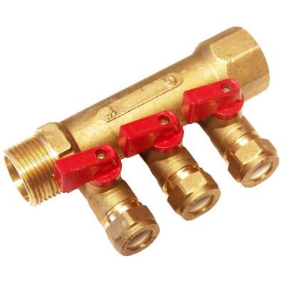 Distribuitor cu robineti pt teava cupru 1-15 3cai 670212 Distribuitor cu robineti pt teava cupru 1-15 3cai 670212