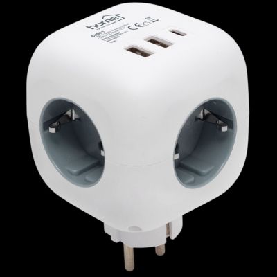 Distribuitor cub comutator 3 prize 16A 250V 2xUSB-A 1xUSB-C CUBE1