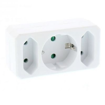 Elad 2EU1SH WL multiple adaptor 2X Euro 1XSCHUKO Well Elad 2EU1SH WL multiple adaptor 2X Euro 1XSCHUKO Well