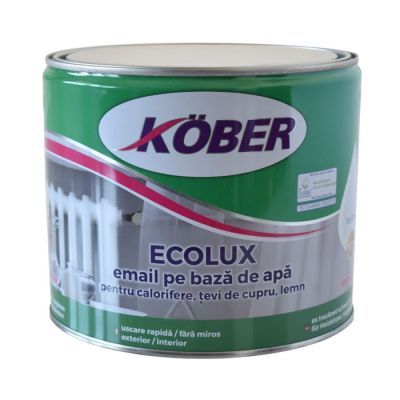 Vopsea acrilica pentru calorifere si tevi cupru, Kober Ecolux, interior / exterior, pe baza de apa, alb V82101-C, 2.5 L