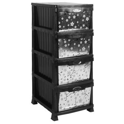 Etajera cu 4 sertare DECO-NEGRU D009/dct