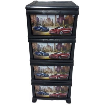 Etajera cu 4 sertare DECO-NEGRU D009/dct