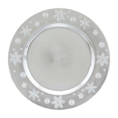 Farfurie decorativa de Craciun D 33 cm argintiu 183454ar