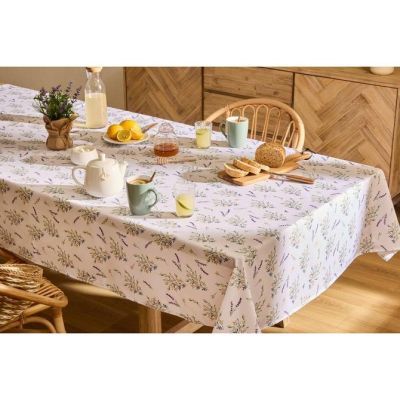 Fata de masa imprimata rezistenta la pete Garrigue 140 x 240 cm alba 163930C4