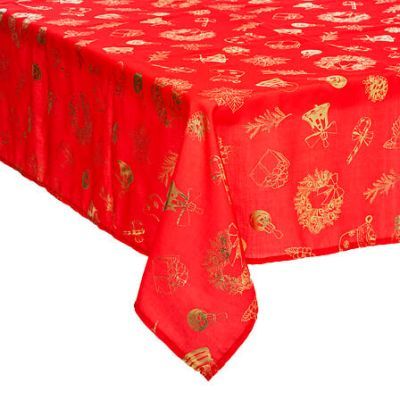 Fata de masa imprimata rosu cu auriu 140 x 360 cm 175753