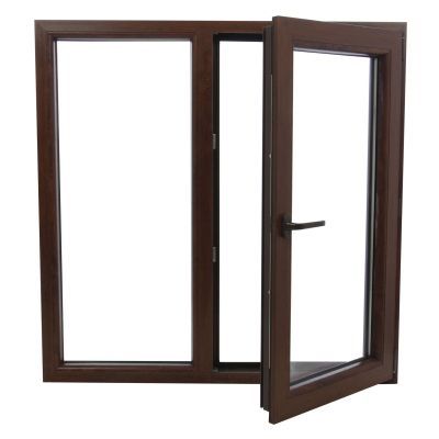 Fereastra PVC termopan Salamander, 7 camere, nuc, 116 x 114 cm, fixa + dubla deschidere, dreapta