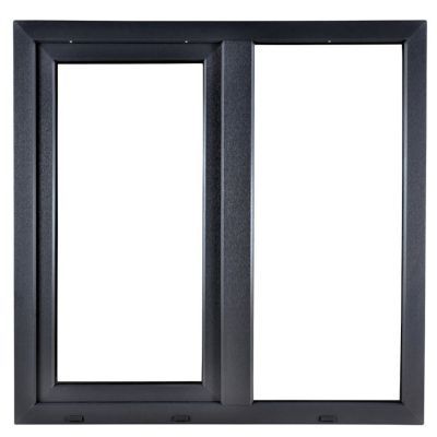 Fereastra PVC termopan Salamander, 7 camere, gri antracit exterior + alb interior, 116 x 114 cm, fix + dubla deschidere, dreapta