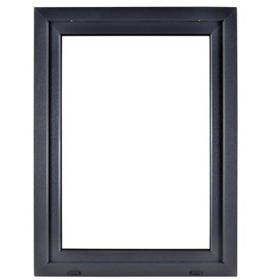 Fereastra PVC termopan Salamander, 7 camere, gri antracit exterior + alb interior, 86 x 114 cm, dubla deschidere, dreapta