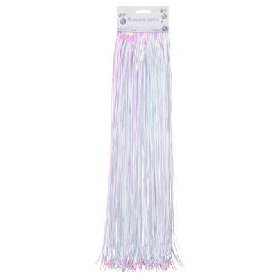 Fir betea cu franjuri decorativi pentru Craciun alb lucios 50 x 50 cm 122155bl