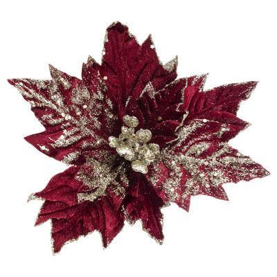 Floare rosie decorativa pentru brad 184399