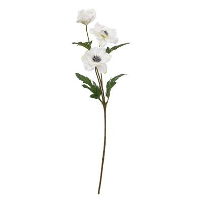 Flori artificiale Anemonei cu 3 capete alb 69cm inaltime 189133A