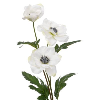 Flori artificiale Anemonei cu 3 capete alb 69cm inaltime 189133A