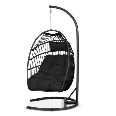 Fotoliu de gradina suspendat Luisiana negru + perne Sofotel negre 290400