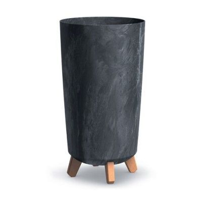 Ghiveci de flori antracit Gracia Tubus Slim cu efect de beton DGTL240E-S433