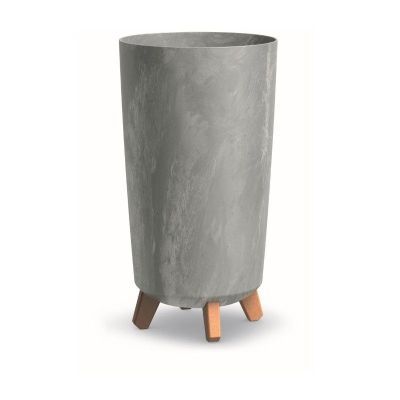 Ghiveci de flori gri deschis Gracia Tubus Slim cu efect de beton DGTL240E-422U