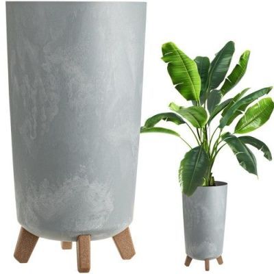 Ghiveci de flori gri deschis Gracia Tubus Slim cu efect de beton DGTL240E-422U