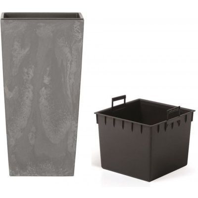 Ghiveci de flori gri inchis Urbi Square cu efect de beton DURS140E-425U