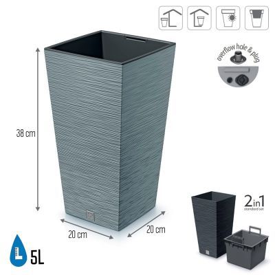 Ghiveci de flori patrat beton Furu DFSH200-422U