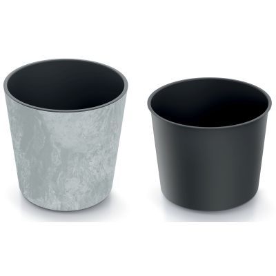 Ghiveci de flori rotund gri inchis Urbi cu efect de beton DURO250E-425U