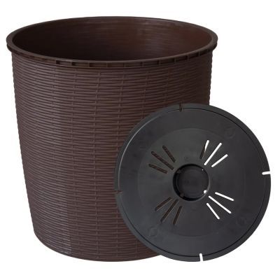 Ghiveci ratan cu farfurie 26 l maro