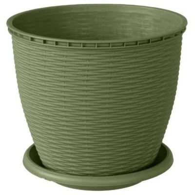Ghiveci ratan cu farfurie 26 l verde