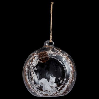 Glob de sticla decorativ cu veverita alba 8,7 x 8 x 9,5 cm 138296d
