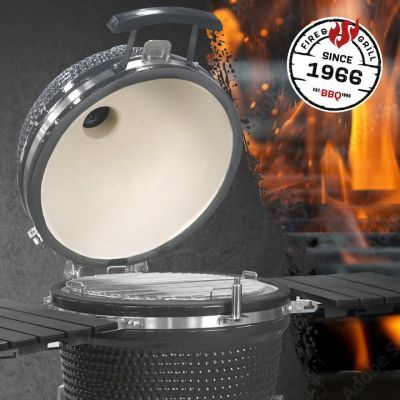 Gratar de gradina cu carbuni 22 inch cu capac si ceas de temperatura 2 niveluri de gatit Kamado 570