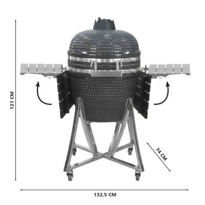 Gratar de gradina cu carbuni 22 inch cu capac si ceas de temperatura 2 niveluri de gatit Kamado 570