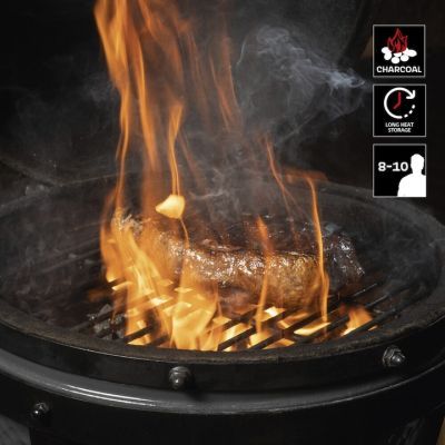 Gratar de gradina cu carbuni 22 inch cu capac si ceas de temperatura 2 niveluri de gatit Kamado 570