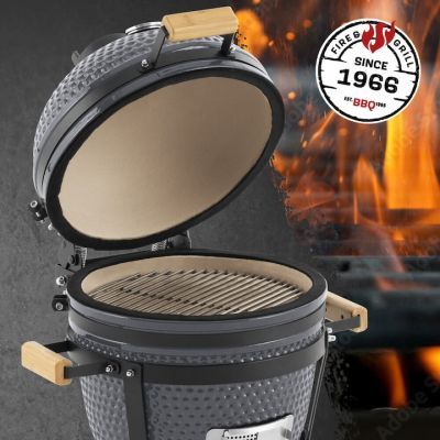 Gratar de gradina cu carbuni 55 cm cu capac si ceas de temperatura 2 niveluri de gatit Kamado 572