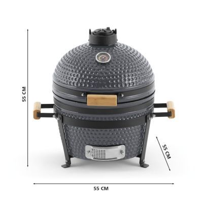 Gratar de gradina cu carbuni 55 cm cu capac si ceas de temperatura 2 niveluri de gatit Kamado 572