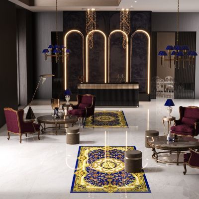Gresie decor baroque ahmar azul 1218646-2B 60X60 set 120X180